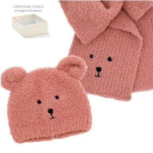 Gift set teddy rosa berretto+sciarpa
